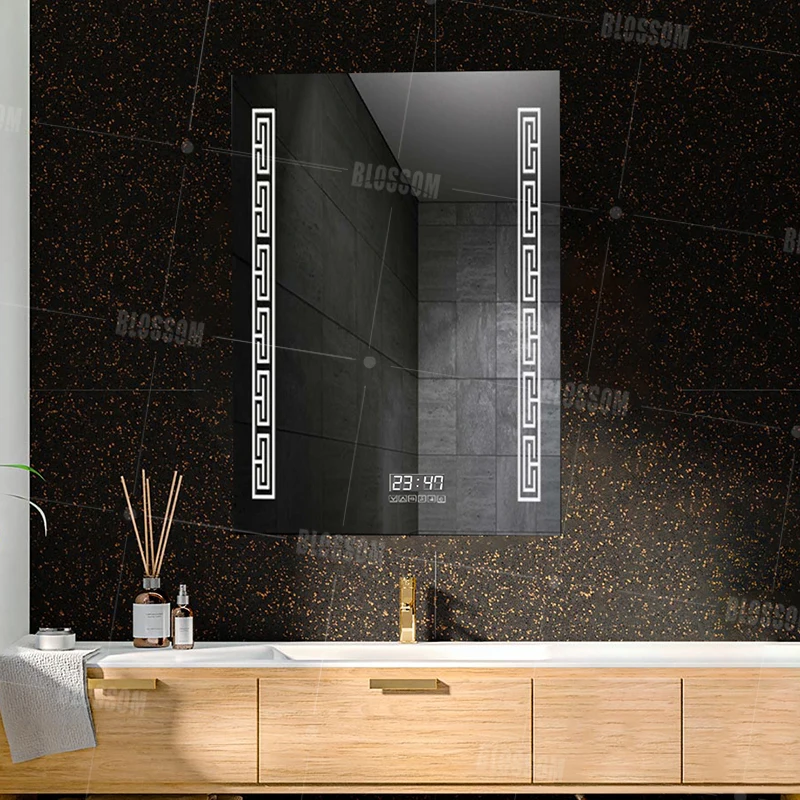 LED Defogger освещенный смарт-Bluetooth зеркало для ванной комнаты с цифровыми часами