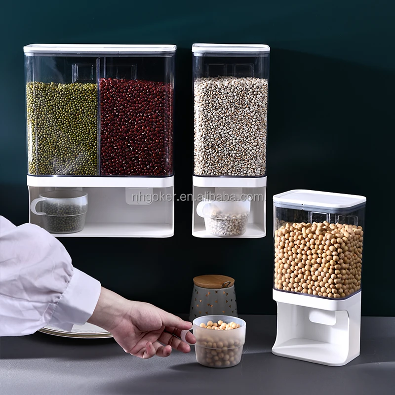 
cereal dispenser wall mounted storage box plastic cereal dispenser grain storage dispenser 