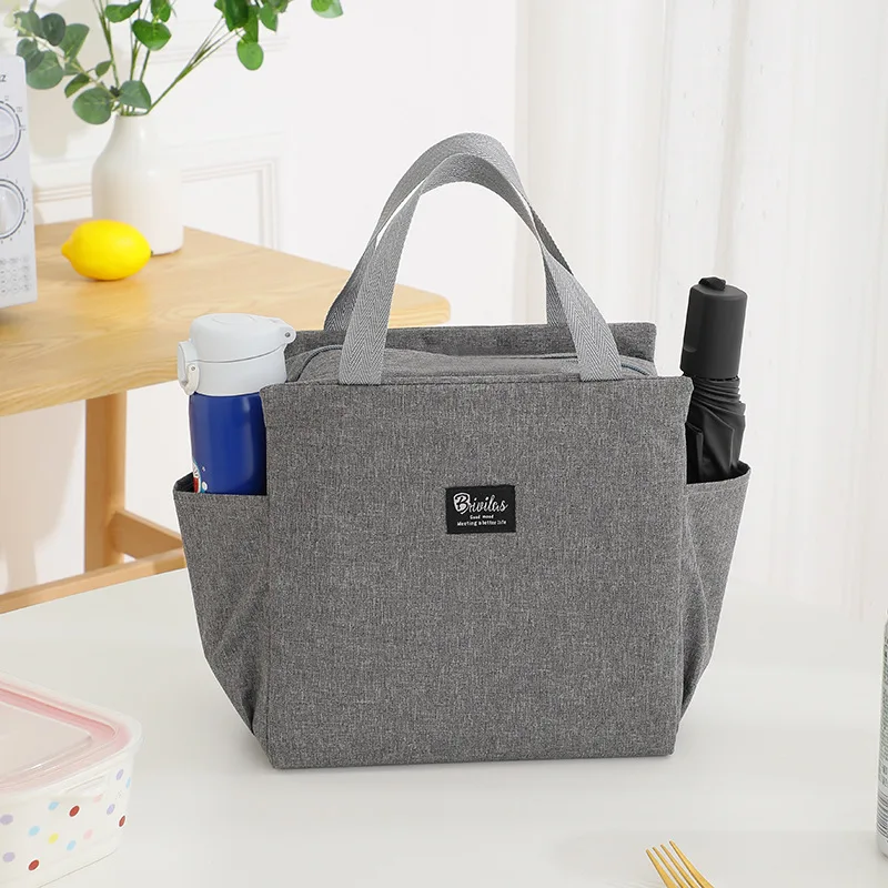 Double Pocket Insulated Bento Bag Aluminum Foil Thick Lunch Box Insulation Lunch Bags