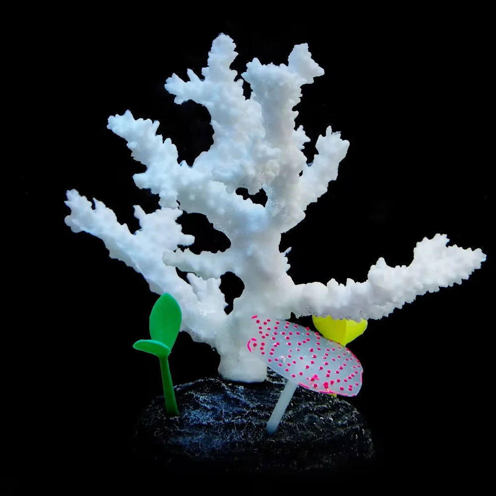 Fish Tank Decorations Silica Gel Soft Simulation Coral With Fluorescent Decoration Underwater Effect Aquarium Decorations