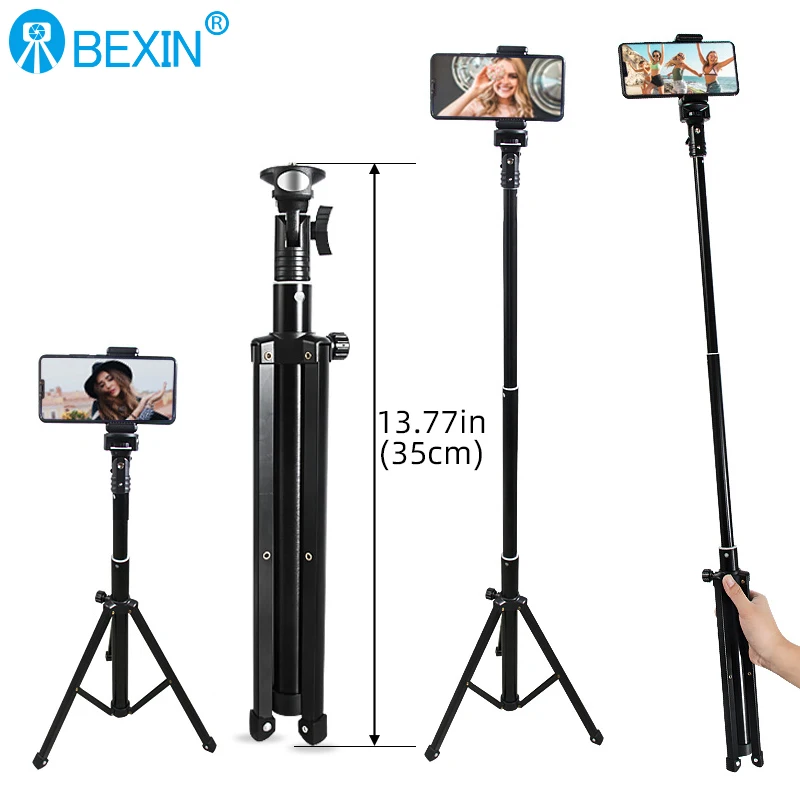 BEXIN Portable Small Tripod Mobile Phone Stand Selfie Stick Suitable for Outdoor Shooting Mobile Phone Live Broadcast Stand