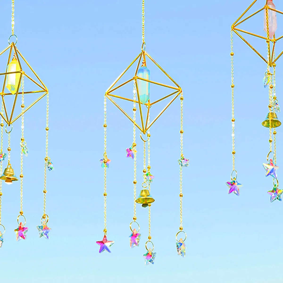 Customized Crystal Sun Catcher Prism Hanging double tip crystals pretty Wind chime Sun Catchers Supplies
