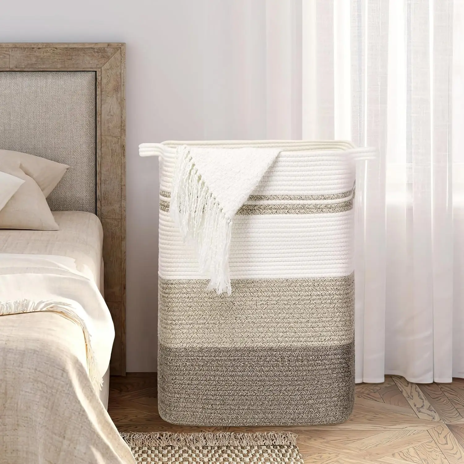 Laundry Hamper Extra Large Laundry Basket, Cotton Woven Storage Basket  Foldable   2024 Factory Wholesale