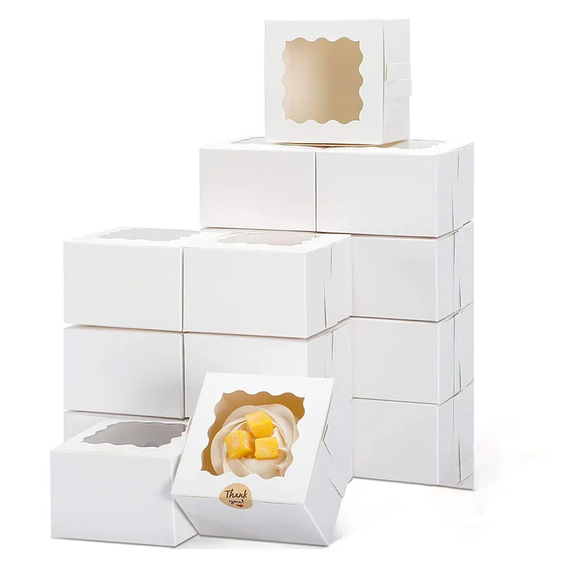 Cake Shop Durable Desert Pastry Boxes Cake Bulk, Cake Packing Box Paper With Window Clear