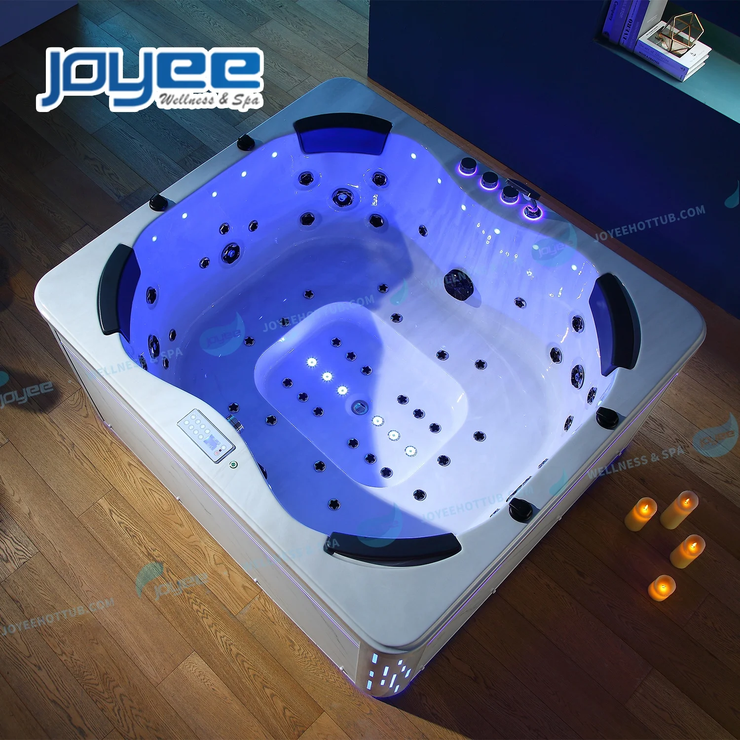 JOYEE Air Bubble Soaking Massage 4 Persons Indoor Bathtub Spa Bluetooth Music Design With Heater Indoor Spa Tub