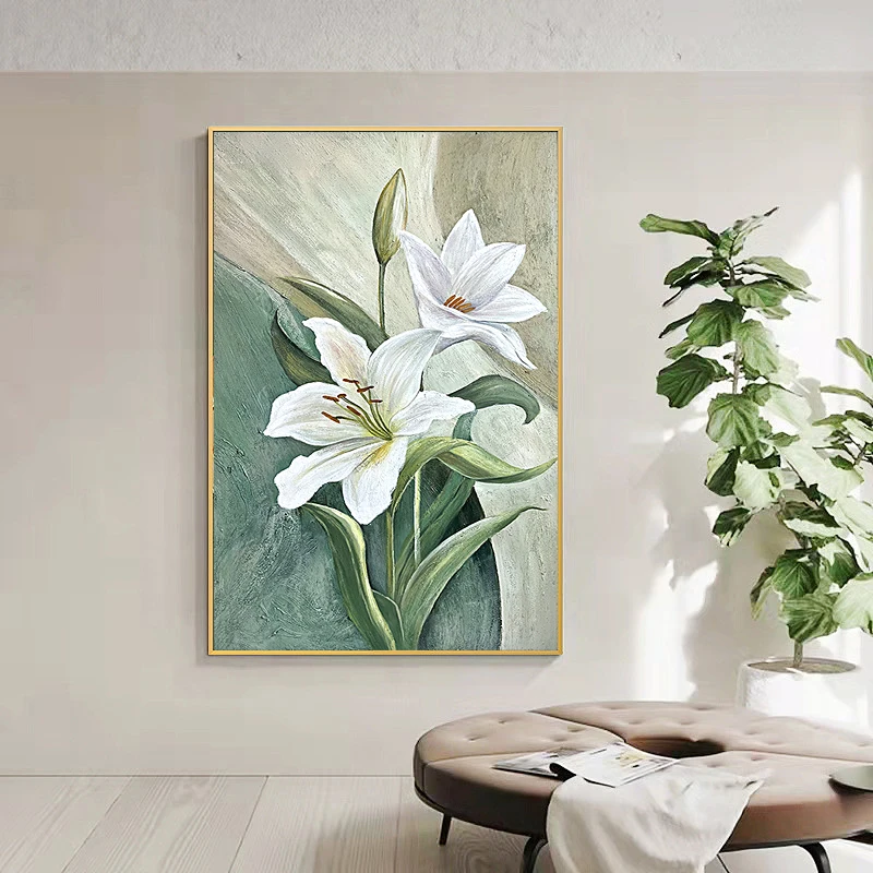 Modern home decor wall art canvas flowers handmade abstract beautiful arts lily flower oil paintings wall decor painting