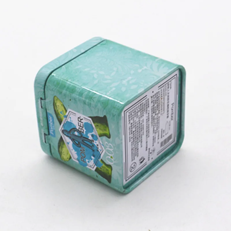 60x60 square flip hinge metal packaging Square Black Custom Printed Tea Packing Tin Box