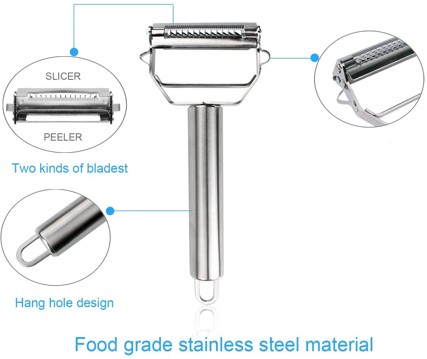 Custom Kitchen Gadgets 2021 Multifunctional Stainless Steel Fruit Potato Peeler Julienne Peeler Vegetable Peeler