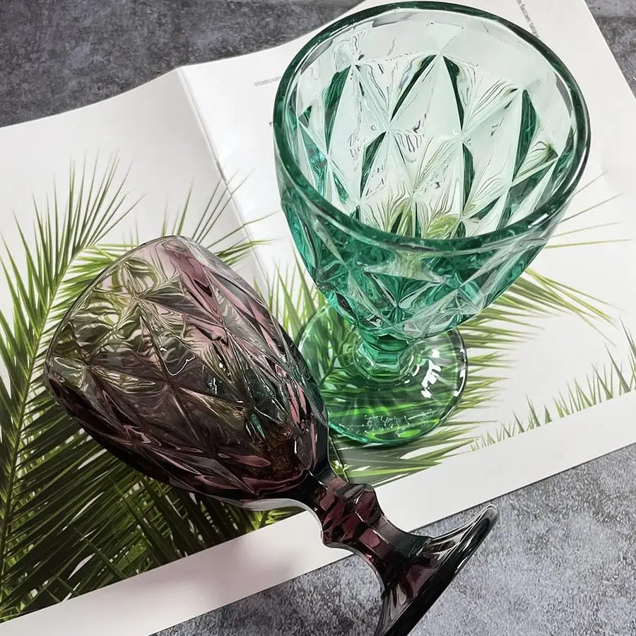 Hot High Quality Stemless Logo Custom Engraved Luxury Crystal Wine Glasses Vintage Colored Drinking Vintage Glass Goblets