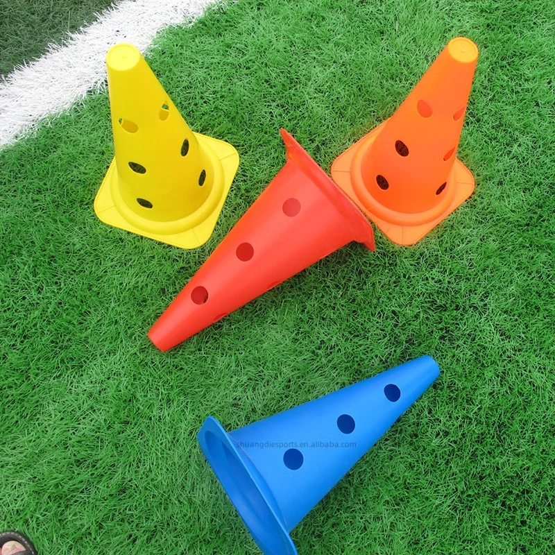 Factory wholesale football training agility cone football marker cone soccer sport marker cones with holes