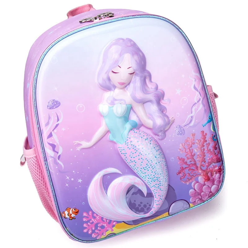 Popular for Kindergarten Backpacks Purple Mermaid Eva Waterproof for Girls School Bags 2022 New Design Existing Goods Cute OEM