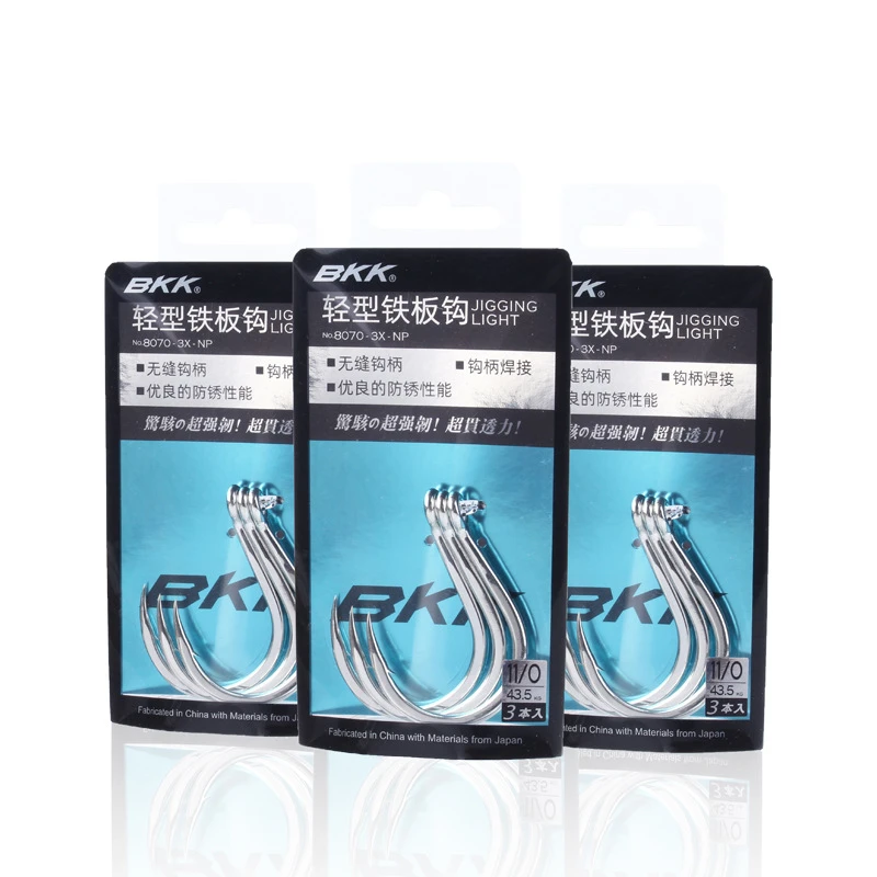 New Bkk 8070 3x NP 1/0-11/0# jigging Hook Saltwater fishing hook Pike Fishing Assist Hooks Double for jigging