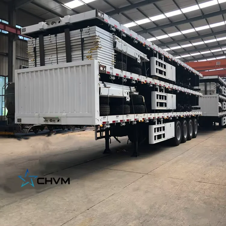 Shipping 40 Feet 60 Tons 80 Ton 2 3 4 Axles Flatbed Container Semi Truck Trailers Flatbed Trailers