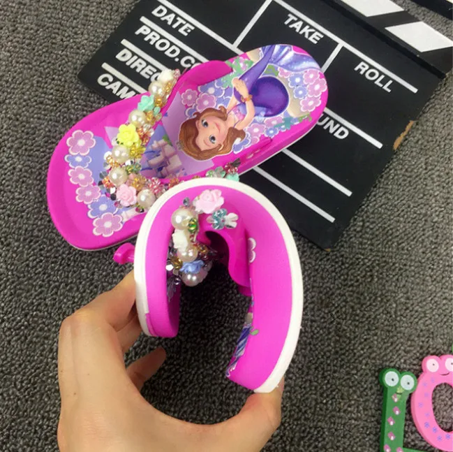 Summer Children girls slipper  flower cartoon PVC beach Slippers Non-slip flip flop