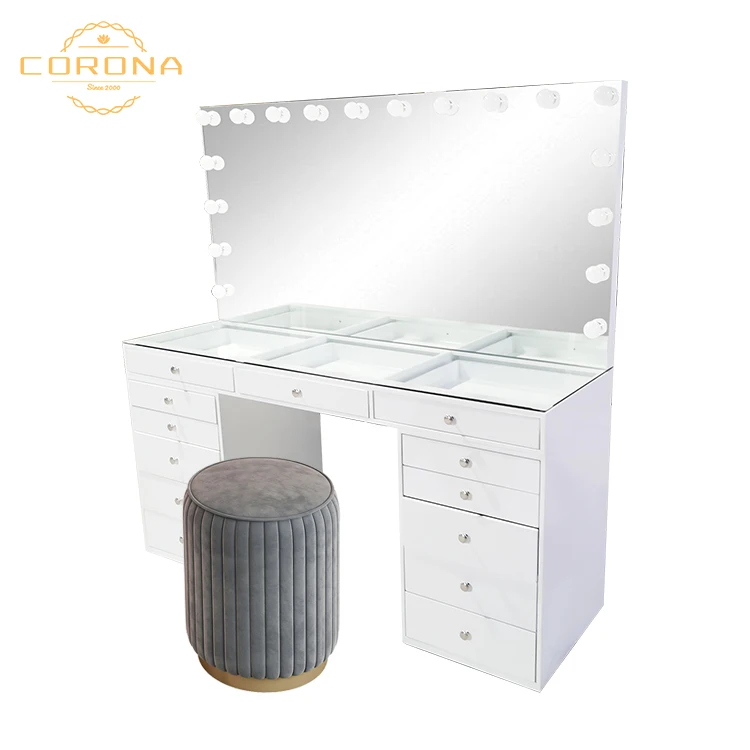 New Barbershop Hairdressing Table Makeup Mirror Station for Hair Salon With Drawer