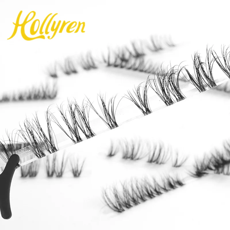 Hollyren New Arrival 0.1mm Segment Eyelash Knot Free Private Label DIY Lash Glue Set Individual D Curl DIY Eyelash Extension Kit