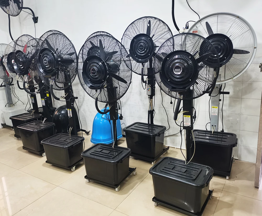 650mm 750mm Summer Outdoor Electrical Pedestal Standing Water Spray Fan Wall Mounted Industrial Mist Fan For Air Cooling
