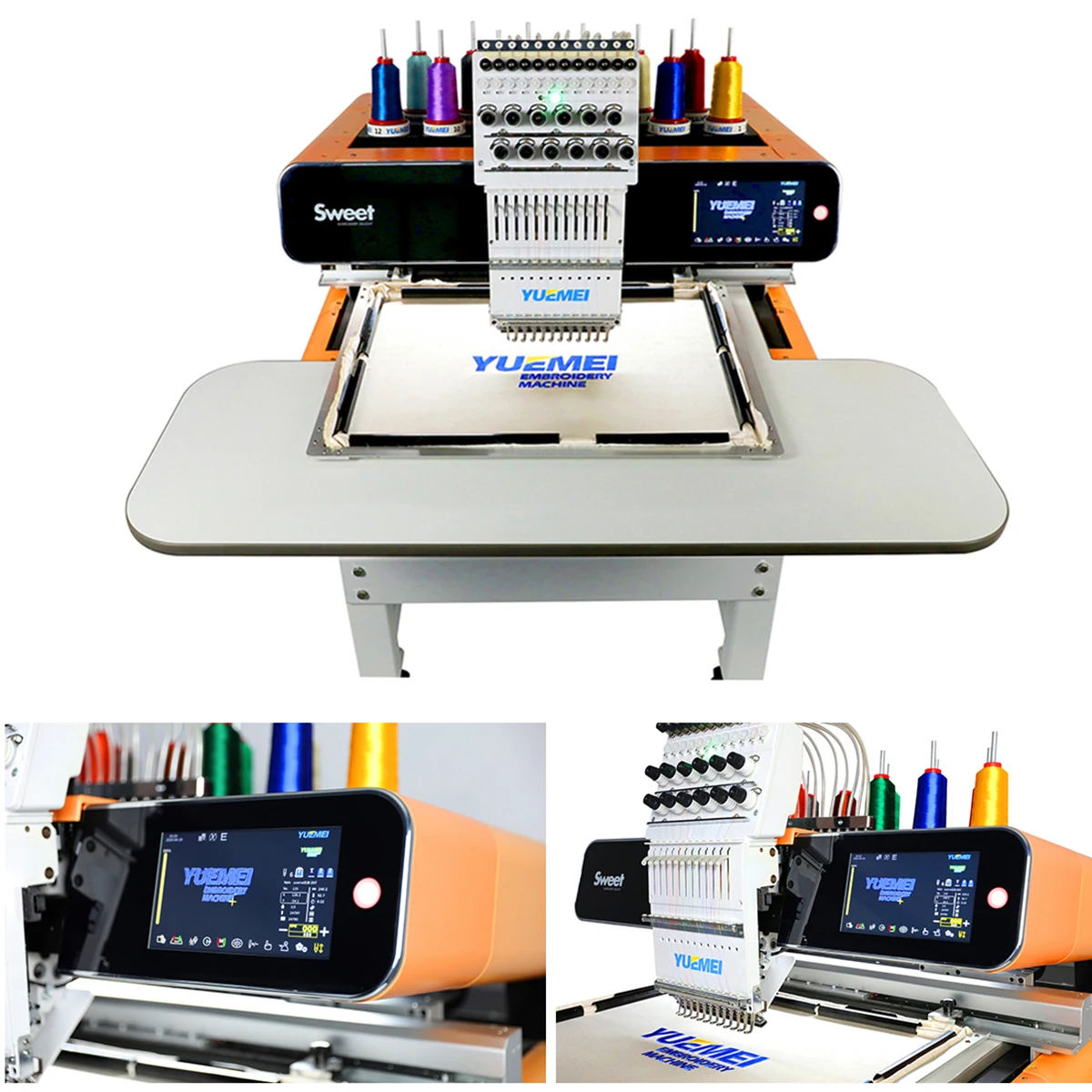 YUEMEI 12 /15 Color Single Head Embroidery Machine Flat Hat T-shirt Apparel Embroidery Machine Computerized