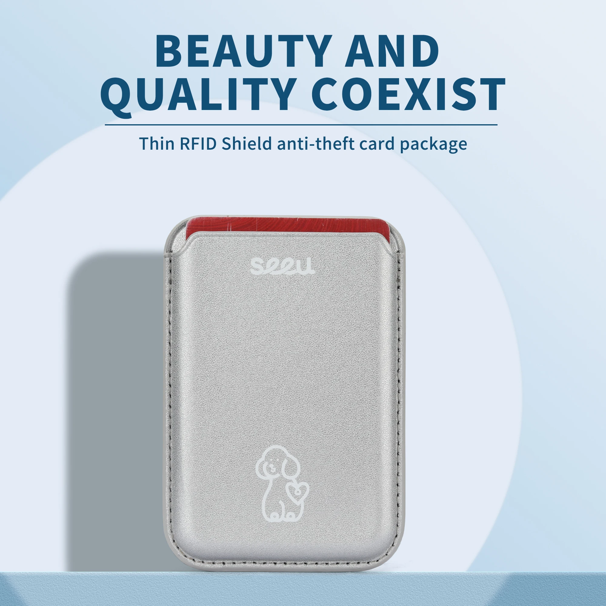 New Design Magnet Phone Card Case Wallet RFID Blocking Minimalist Slim Leather Magnetic Credit Card Holder Wallet