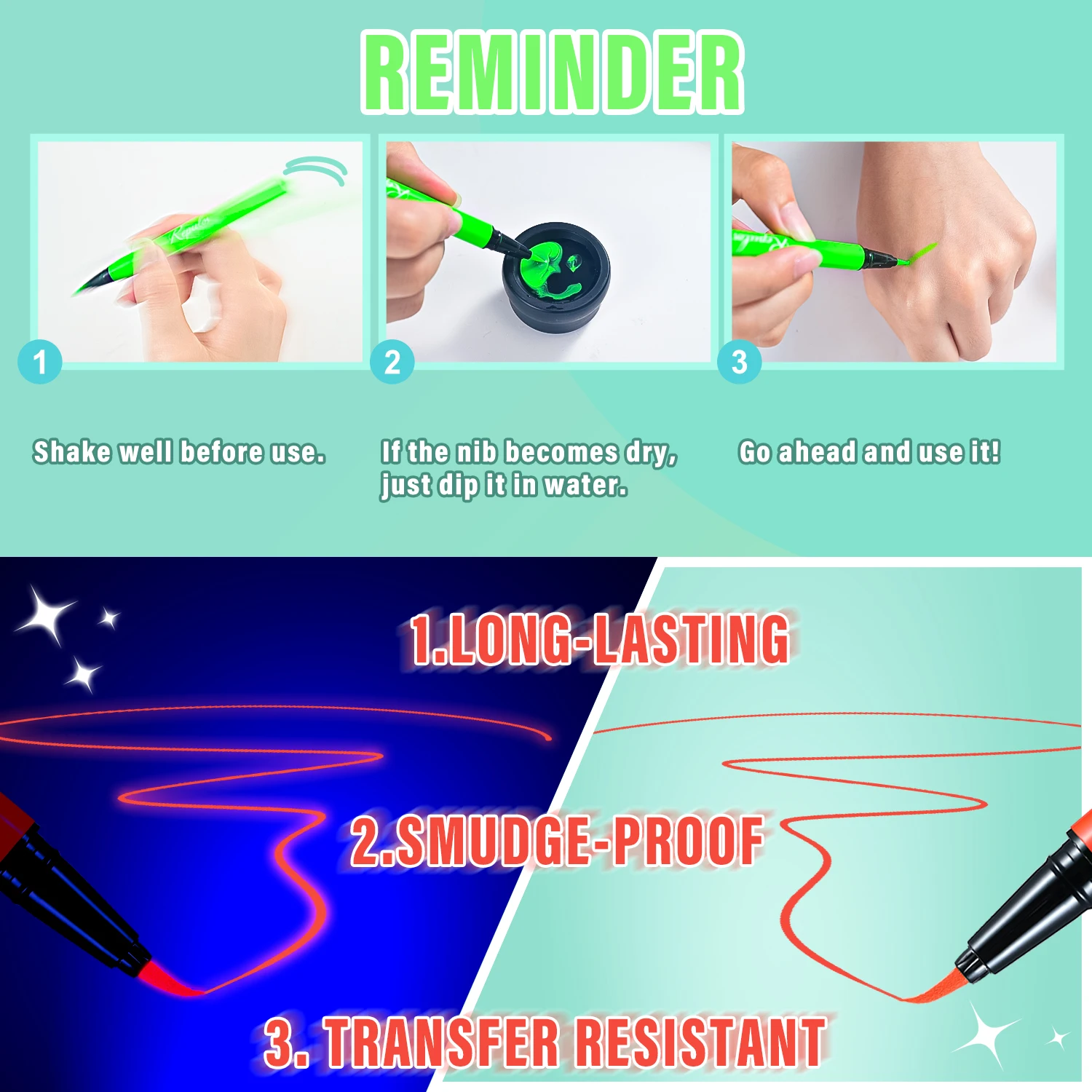 Wholesale Neon Glow Liquid Eyeliner Custom Logo Create your Own Face Paint Color Shift Waterproof Eyeliner Pen