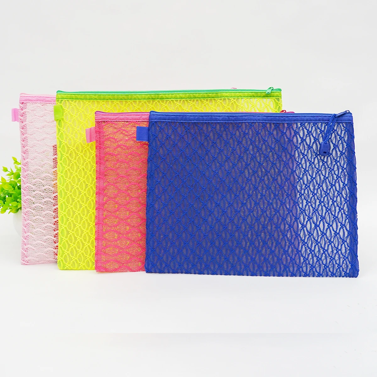 A3,A4,A5,A6,B4,B5,B6, Custom Nylon Wavy grain Mesh file folder with wrap zippers document bag Organza folder