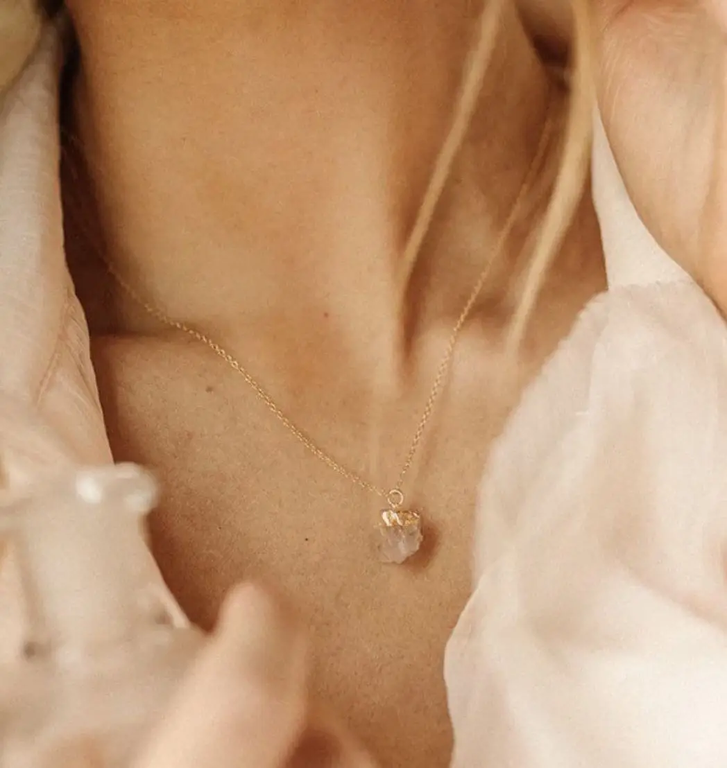 OEM ODM custom natural stone energy healing crystal colorful pendant 925 sterling silver stainless steel crystal necklace