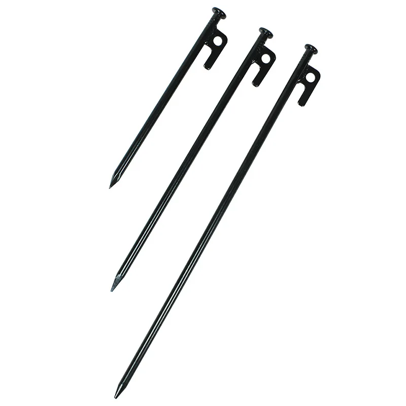 Outdoor Black 20cm 30cm 40cm Tent Stakes Heavy Duty Metal Tent Pegs for Camping Steel Tent Stakes Unbreakable and Inflexible