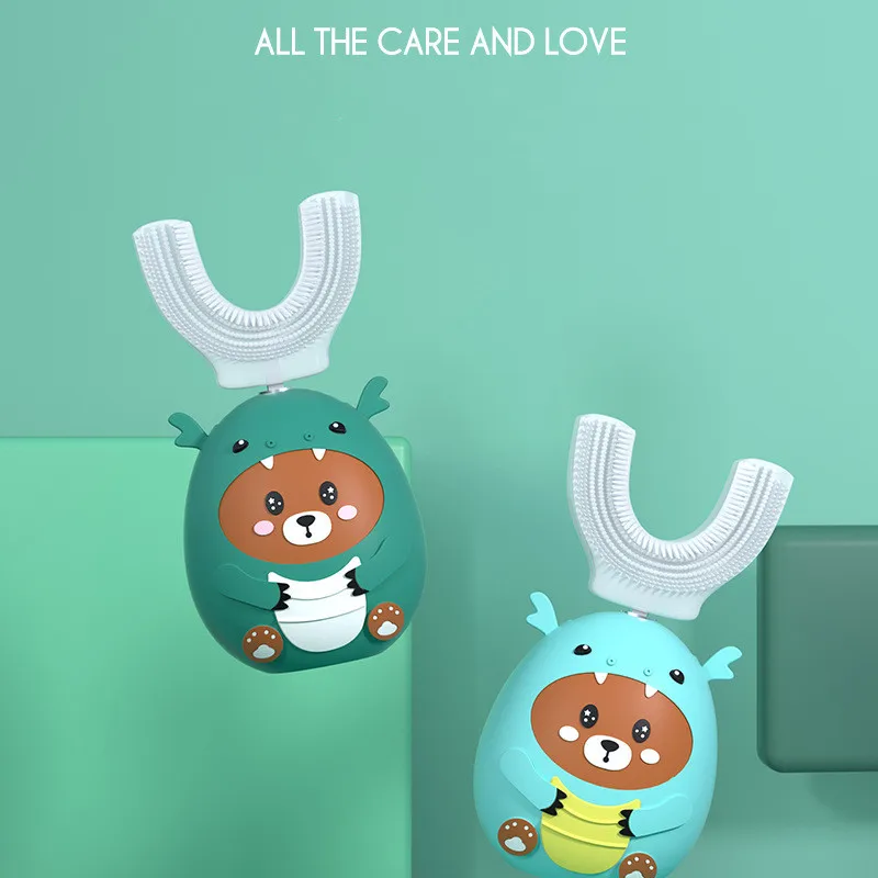 Automatic Electronic Child Baby Silicone Ultra Sonic Smart U-Shaped 360 Degree Children U Shape Kids Electric Toothbrush For Kid