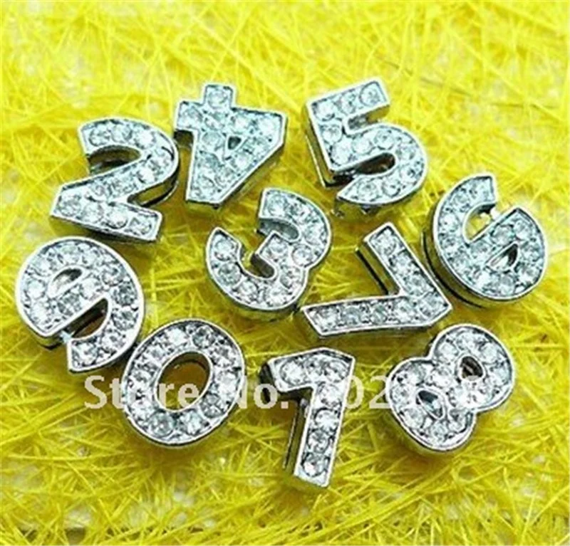 DIY accessory 10mm Rhinestone Slide Letters Alphabet Slide Charms Numbers 5 Options Can Choose
