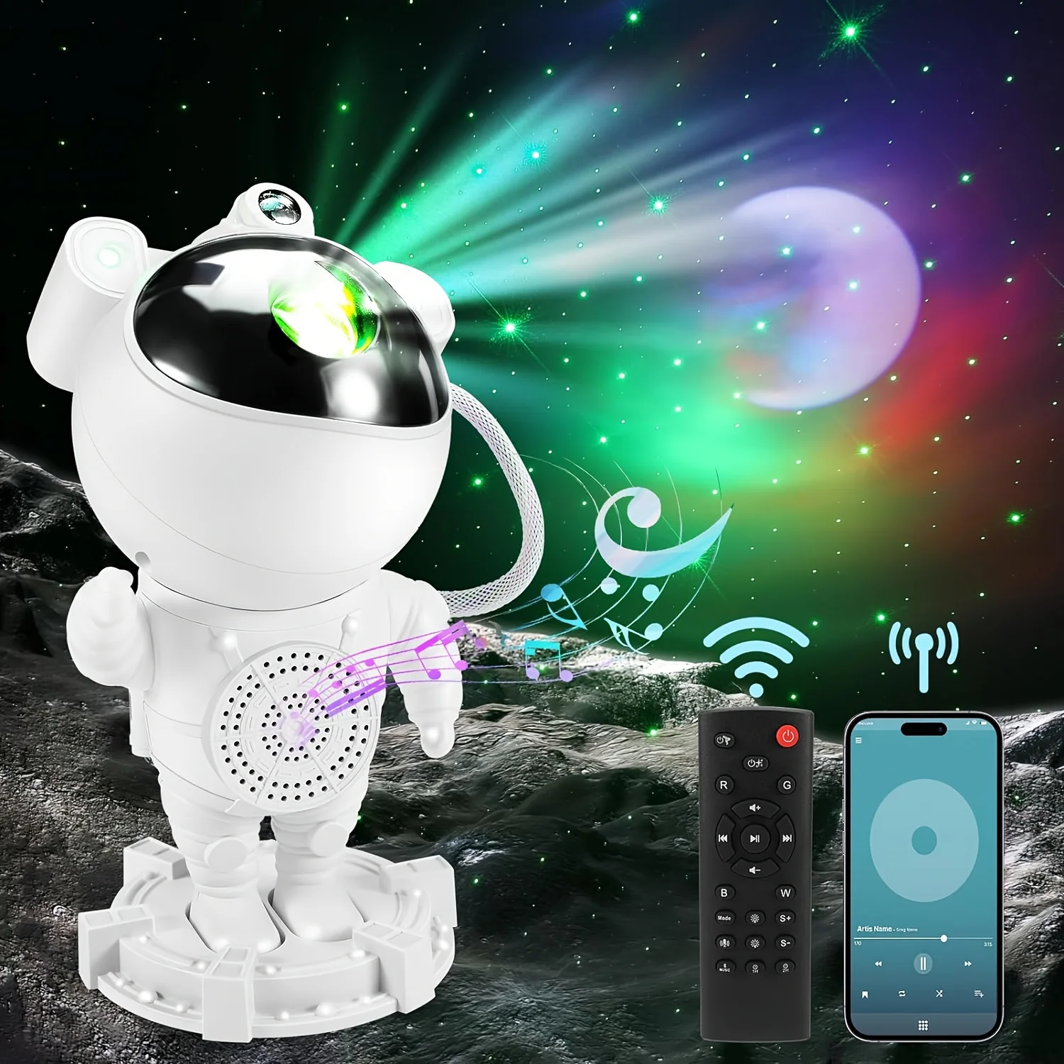 2024 Newest New Astronaut Table Lamp Astronauts Light Kids Star Night Light Projector USB RGB Remote Control Projector Lamp