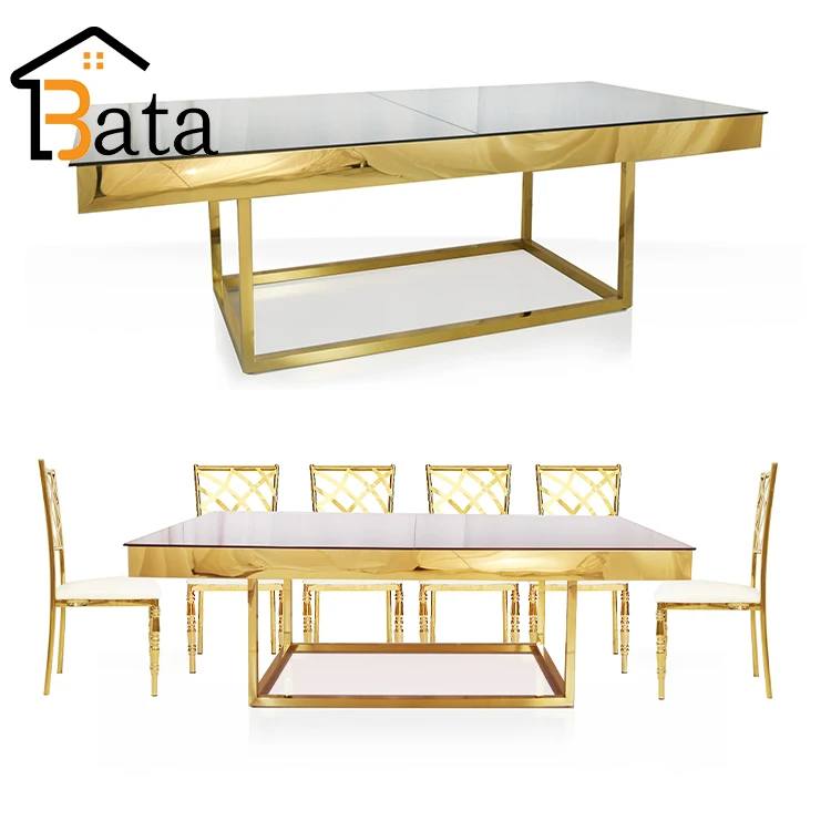 mirror glass dining round wedding stainless steel wedding event hotel table