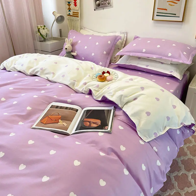 Queen Size Flat Sheet Classic Grid Double Bed Linens Quilt Duvet Cover Pillowcase Fashion Bedding Set