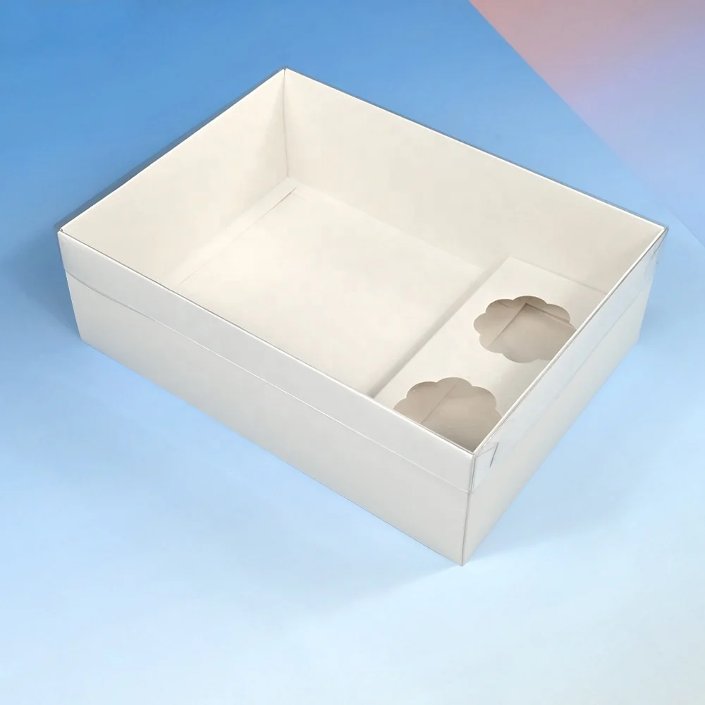 XJH 2 Cavities Cupcake Box Cookie Brownie Boxes with Clear Lid Dessert Shooter Box for Birthday Party Wedding