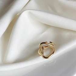 Wire Twisted Bright Matte Gold Rings Irregular Geometric Rings for Women Statement Open Rings Resizable 2019 Fashion Jewelry