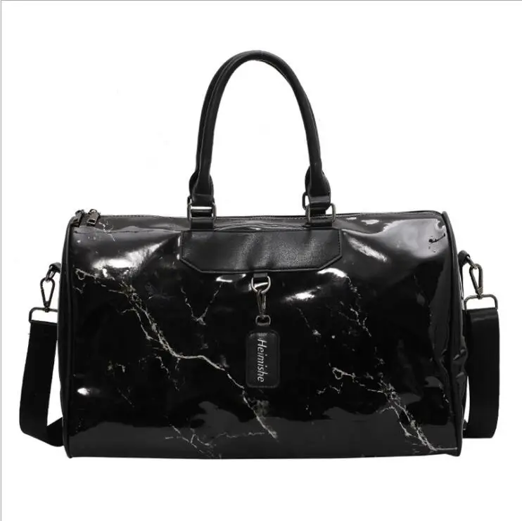 Marble pattern PU leather travel bag stylish fashion woman weekender overnight bag portable gym sports shoulder bag