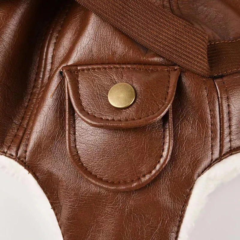 Winter PU leather Pilot Aviation Fleece Warm Hat Cap with Earmuffs for Kids Toddlers Gorras