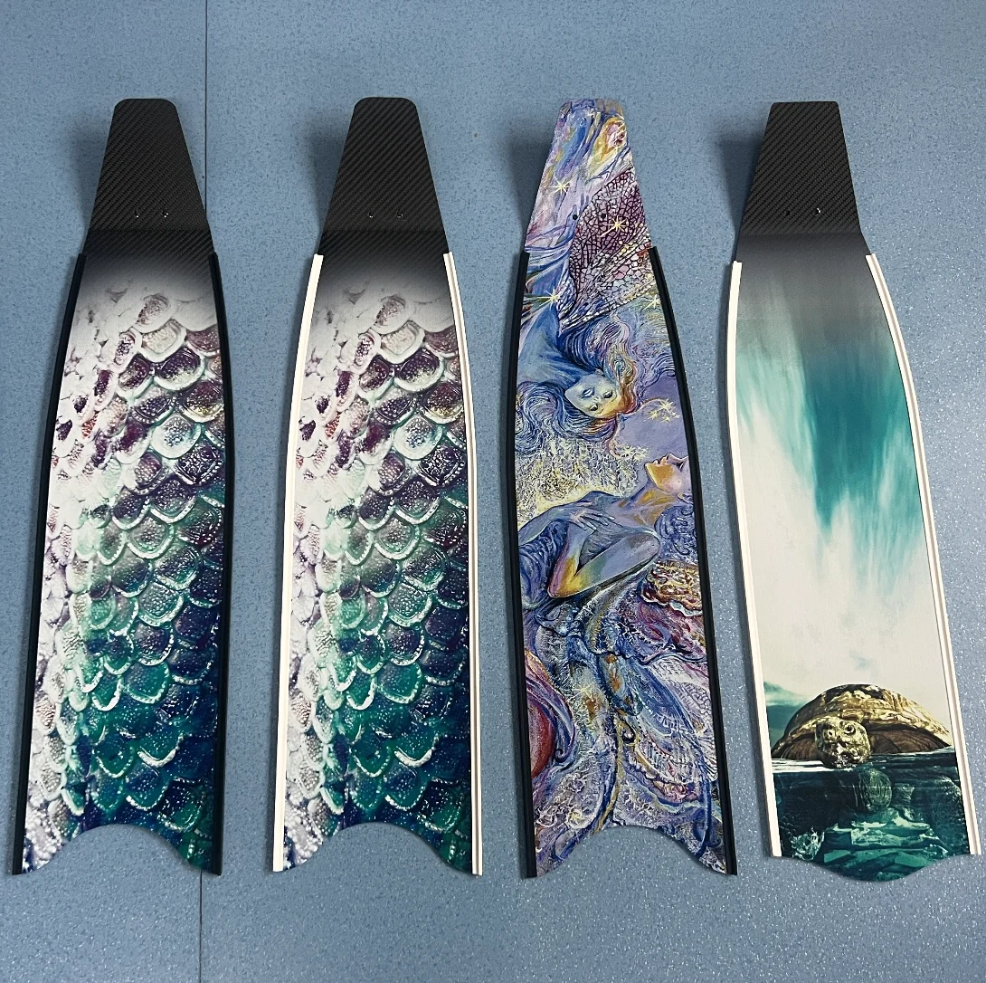 KUBO 100% carbon fiber material spearfishing carbon blade freediving fins scuba and swimming long fins with foot pocket