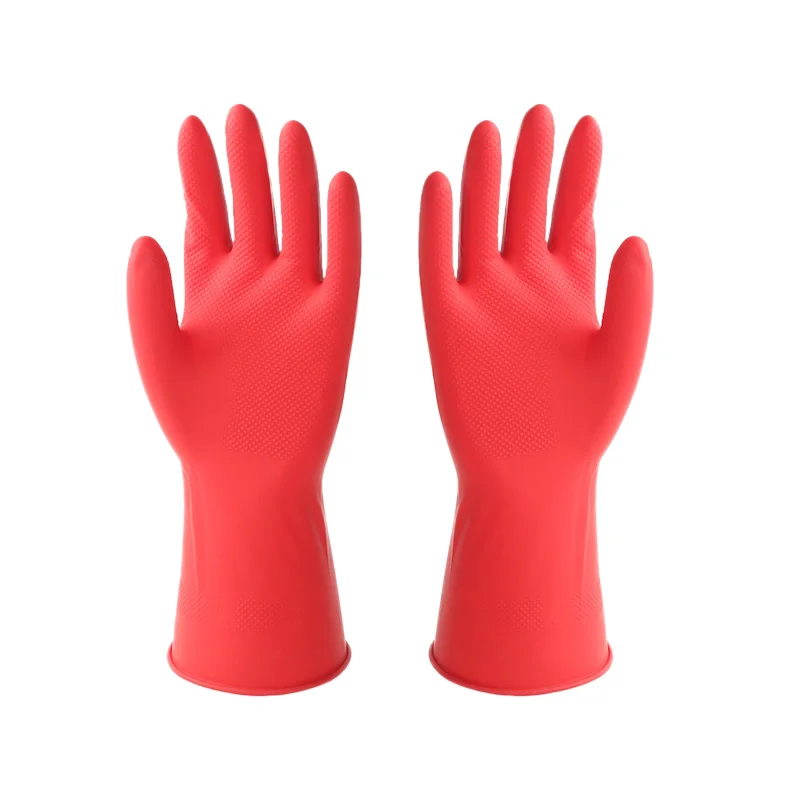 Rubber Gloves Kitchen Cleaning Latex Waterproof Good Quality Household Dish Washing Red with Custom Package