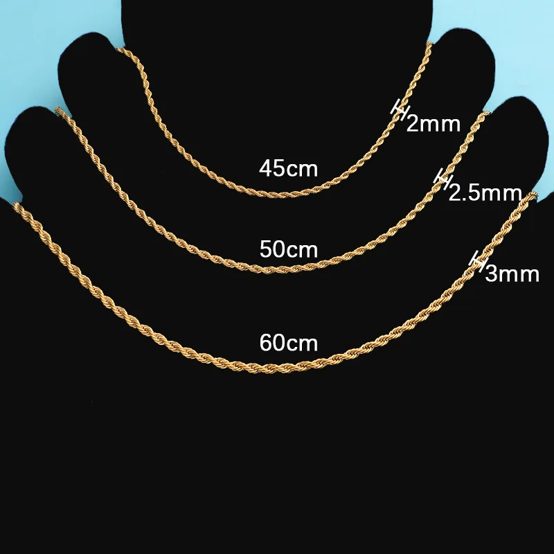 Trendy Braided Full Silver Necklaces Diy Jewelry Steel Twist Stainless Steel Cuban Chain Ring Anklet Necklace