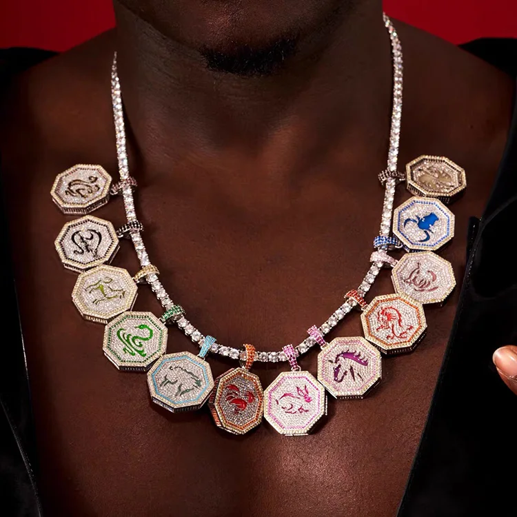 Adventures of Jackie Chan Copper With CZ Diamond 12 Chinese Zodiac iced out charm pendant