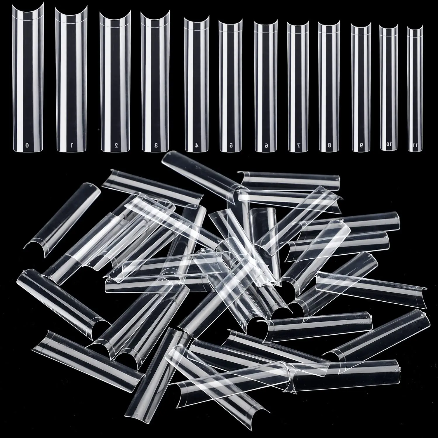 NO C Curve Long Nail Tips Square Straight False Nail Tips Design Acrylic Finger Technology Wholesale Price 500 Pcs Nail Tips