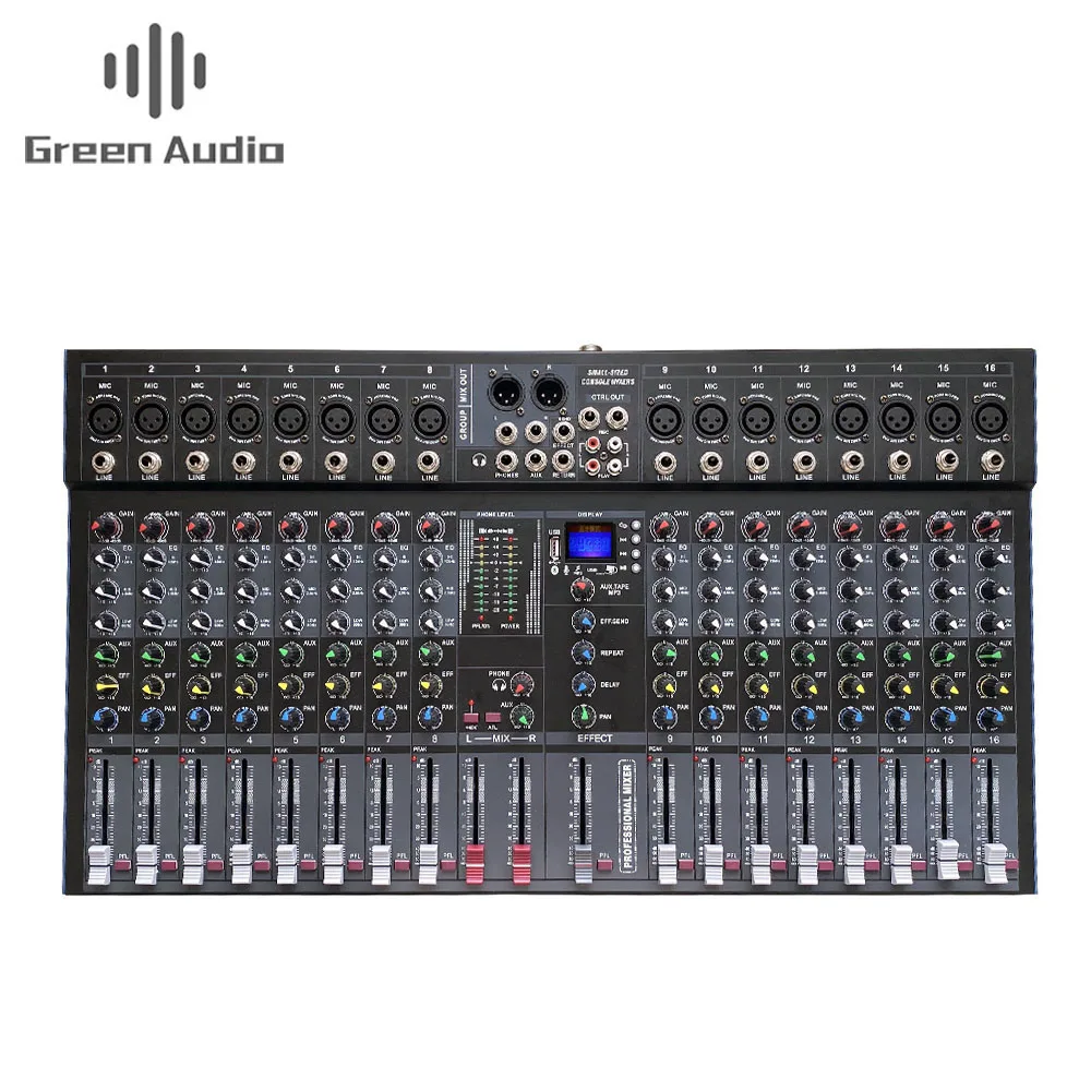 GAX-ET16 Professional 16-Channel Mixer Single Output BT With Effect Reverb Can Be Used for Singing Performances