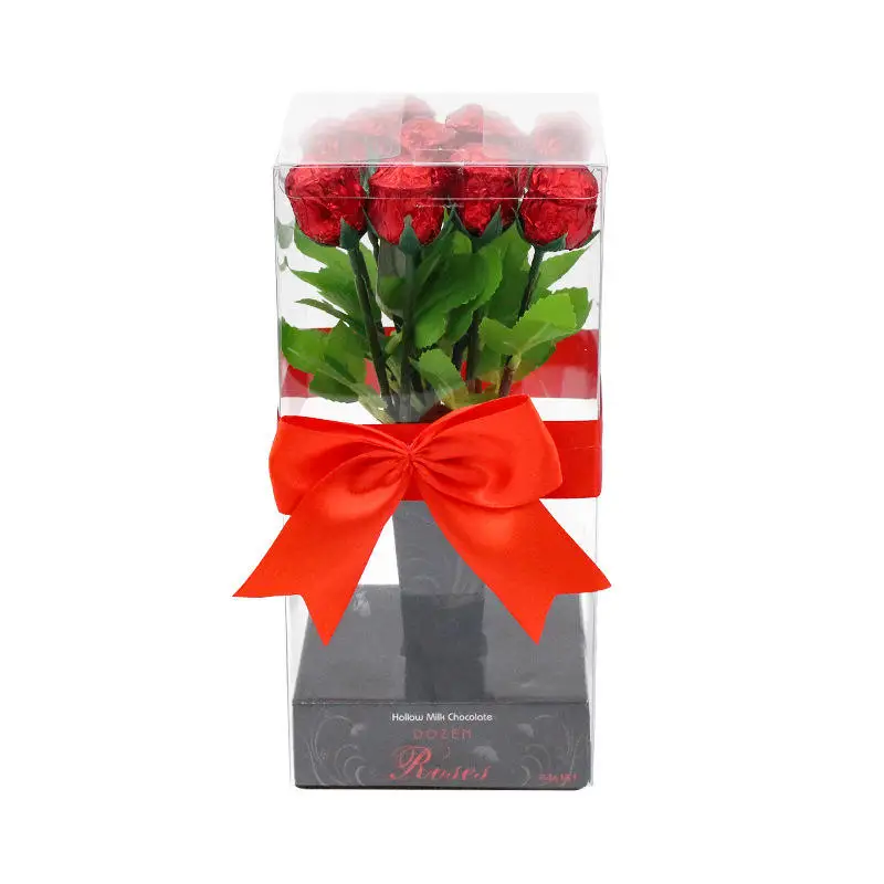 Custom Private Label Delicious Sweets Snack Chocolate Candy Rose Bouquet Flower Shaped Valentine Day Chocolate