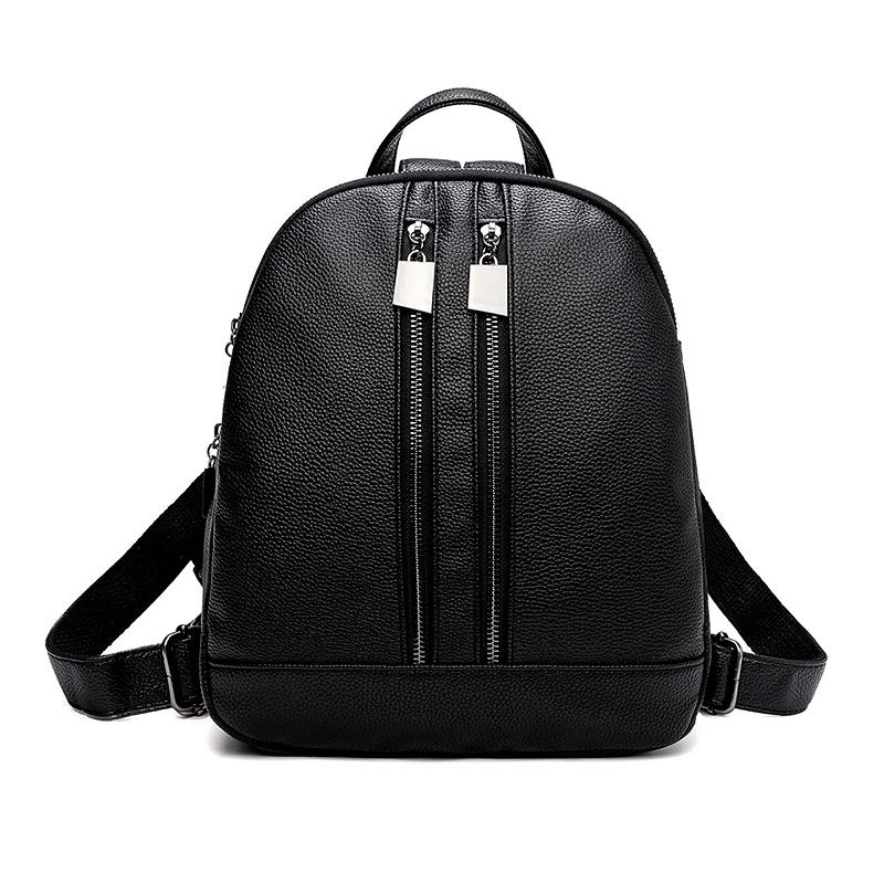 Casual Sports Large Capacity Anti-theft Multipurpose Leisure Waterproof Lychee Pattern Backpack Fashion Black Student Backpack