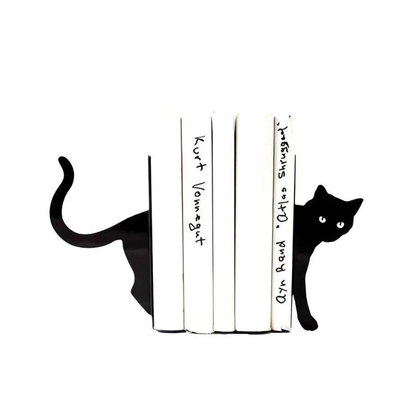 Custom Decorative Iron Bookends Holder Metal Black Book Ends Shelves Heavy Duty Iron Book Stopper