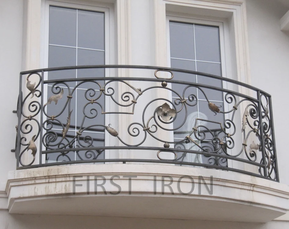 Hot sale black metal railings wrought iron juliet balcony railings designs