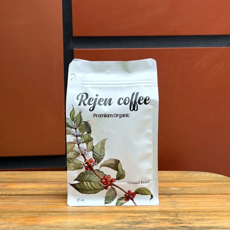 AT PACK custom printed matte flat bottom bags for coffee beans 12oz with valve ziplock bag for coffee shop in US
