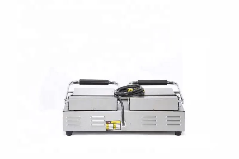 Electric Double Plate Stainless Steel Sandwich Maker Double Heads Commercial Contact BBQ Grills Panini Grill