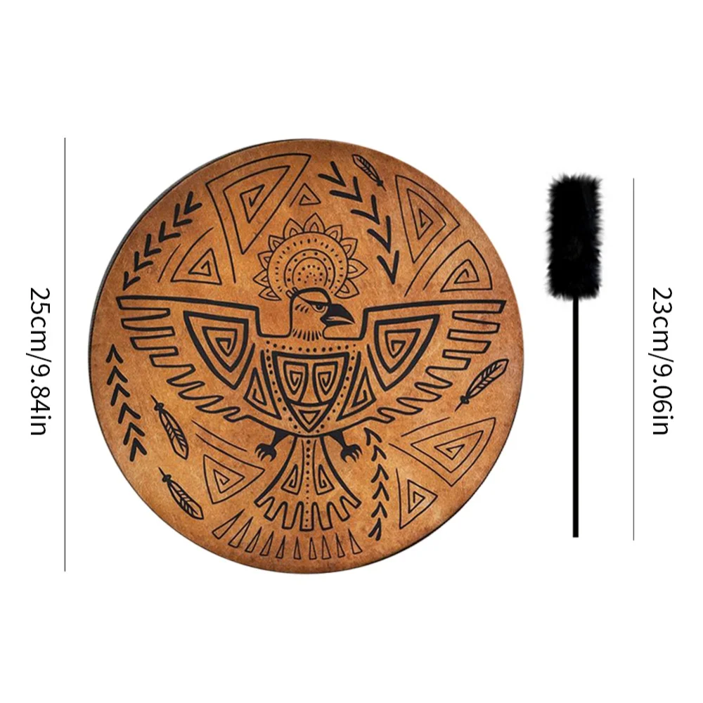 Барабан шаманский ручной работы устройство для заживления звука 25 см в виде птицы Сибирский барабан дух музыки с барабанной палочкой украшение дома