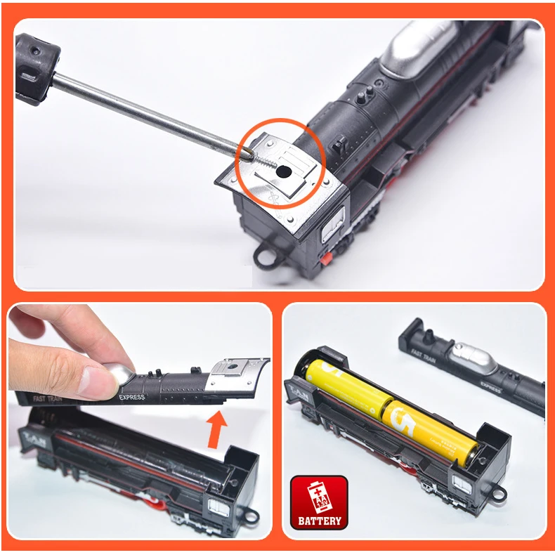 Hot selling 19 Pcs electric rail rail rail train toys for children DIY assembly plastic train track set